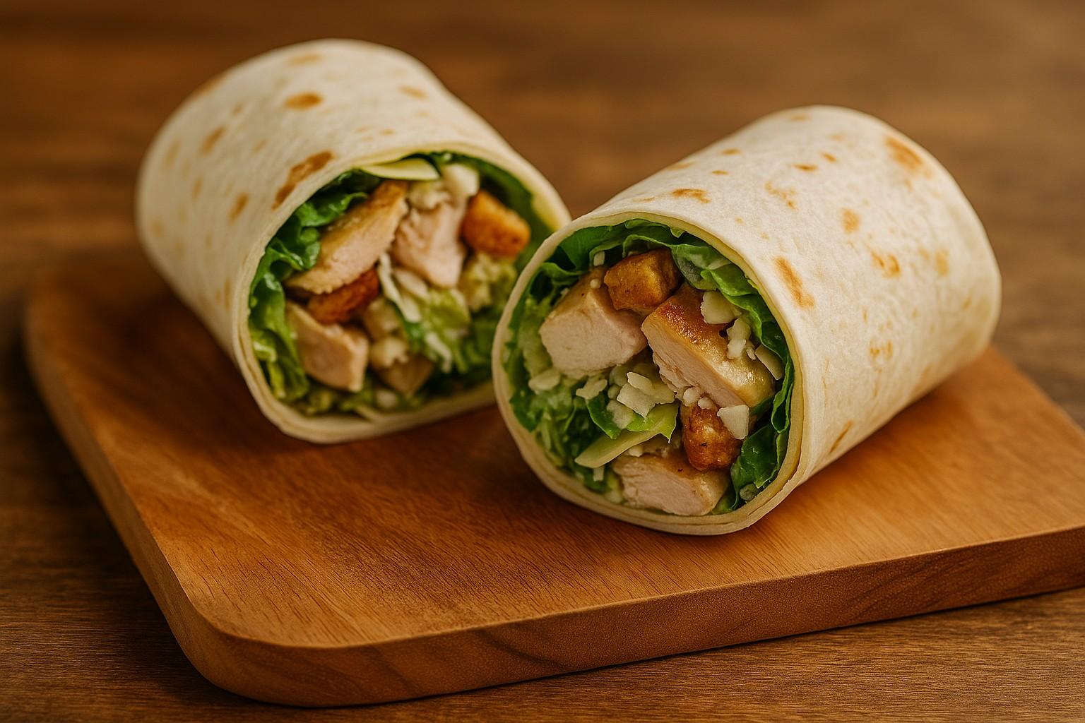 Fresh wraps and handheld favorites featuring chicken caesar wrap